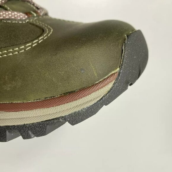 NEW EDDIE BAUER  Rainier Mid Boots Size 8M Waterproof Ankle Warm Green Leather - Picture 2 of 8